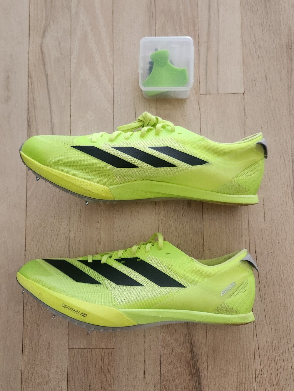 Adidas Adizero Mens Track Running Shoes Spikes Size 9.5 Lightstrike Pro Neon